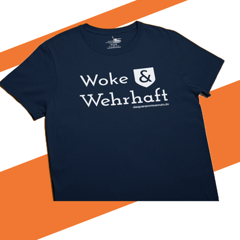 T-Shirt "Woke&Wehrhaft". kobalt blau, Unisex XL